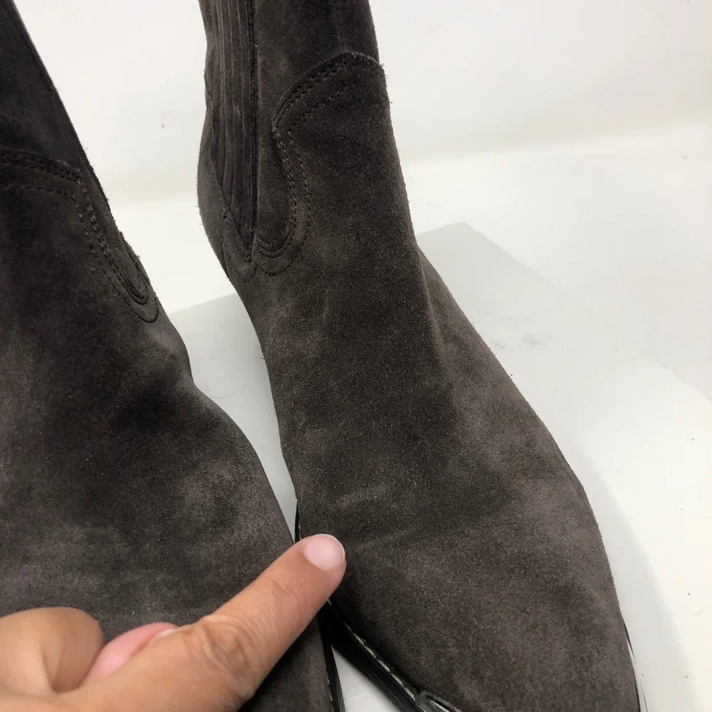 Marc Fisher LTD Boots Womens 9 Brown Suede Metal Toe Western Chelsea Cowgirl